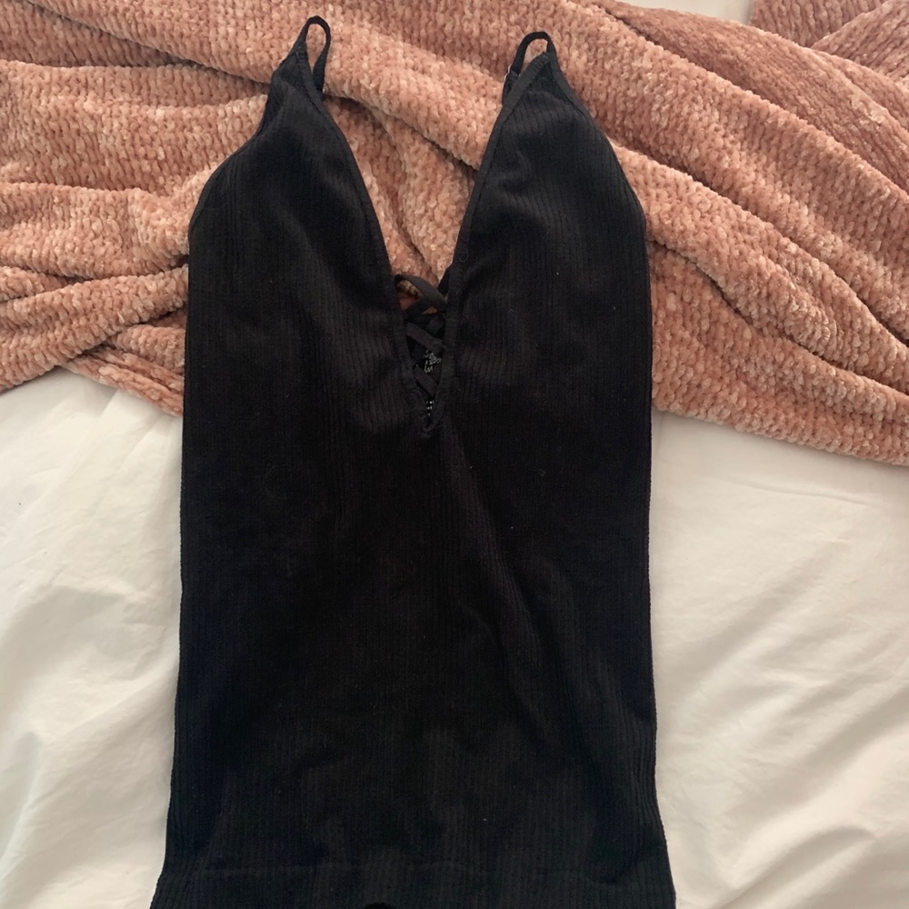 Free People Black Ribbed Top